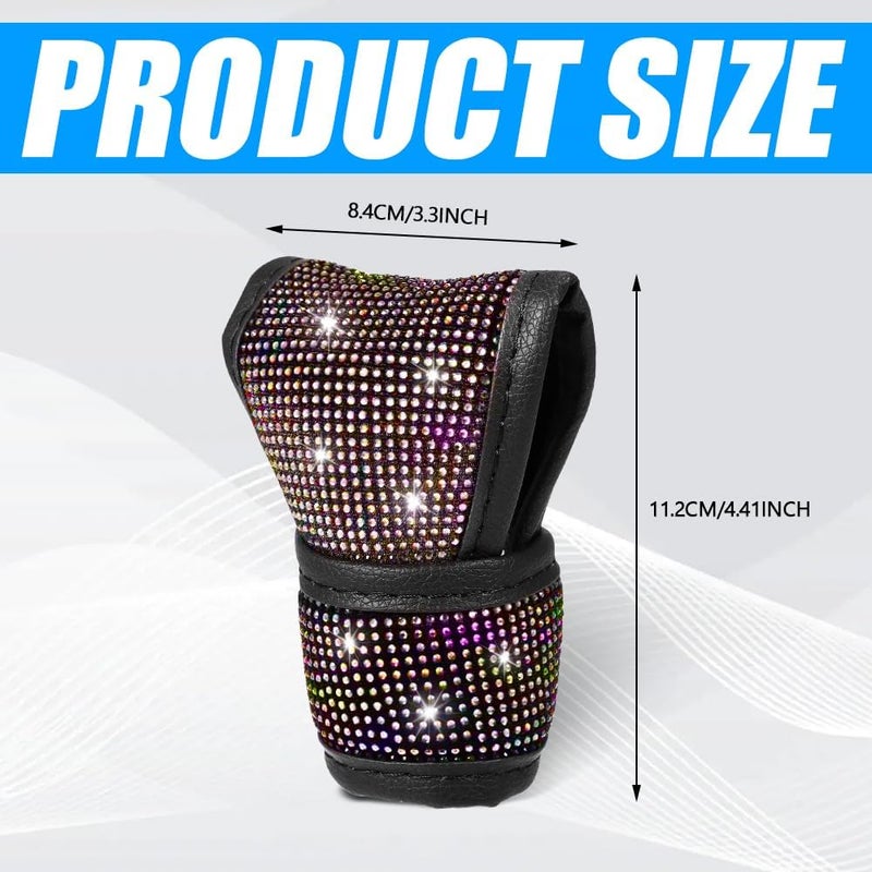 PACLVIO Bling Bling Auto Gear Shift Knob Cover, Car Knob Gear Stick Protector, Auto Shift Gear Cover with Crystal Glitter Bling Rhinestones, Universal Vehicle Decoration Accessories for Women (AB) - Image 2